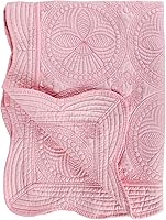 YIQIGO Pink Scalloped Baby Quilt Blanket - Lightweight Breathable Cotton Quilt for Newborns Toddlers 36x46 All Seasons