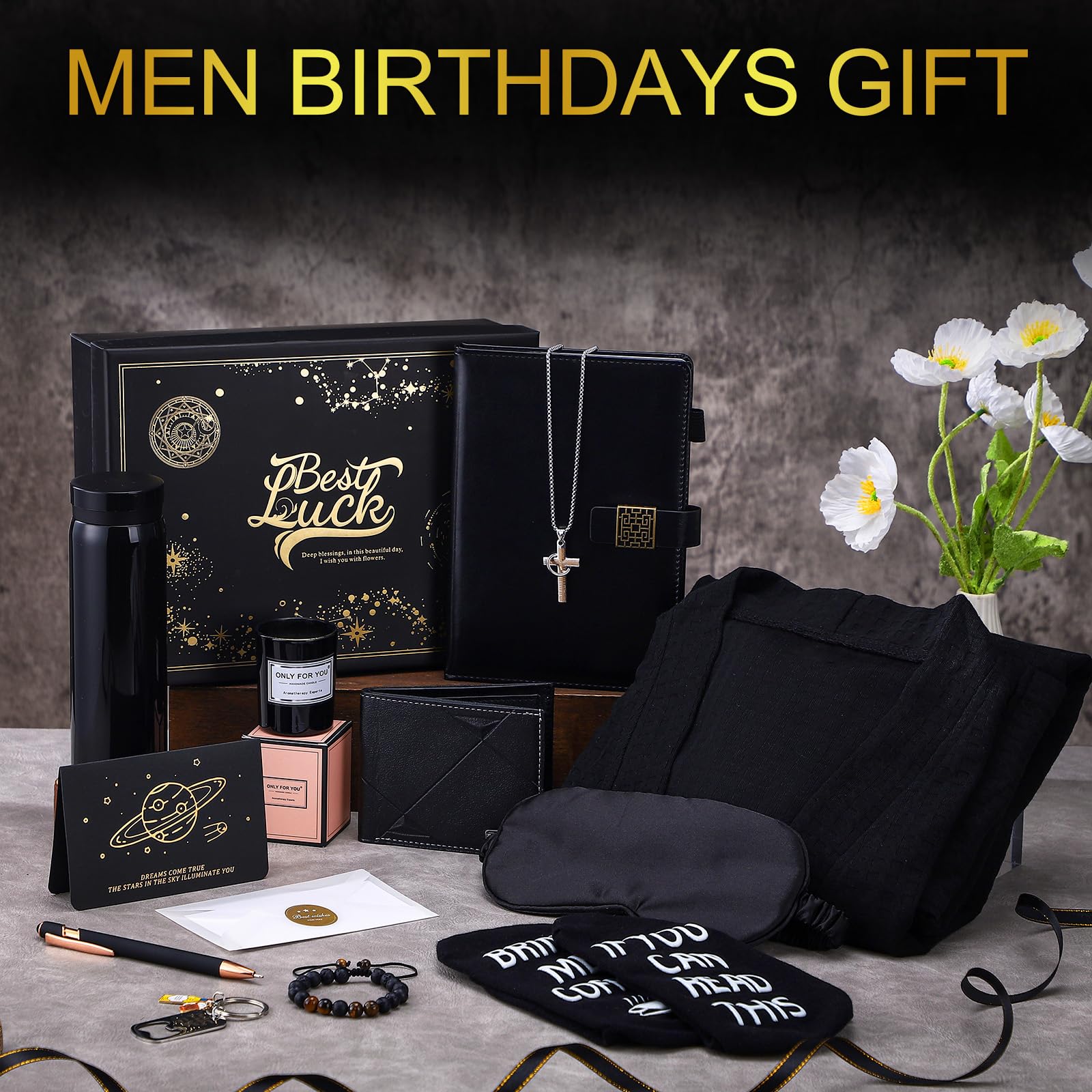 13 cestas de regalo de cumpleaños para hombres, regalos de recuperación para hombres, caja de regalo de Navidad, vaso, cartera, bata, velas perfumadas, cuaderno, calcetín, pulsera, bolígrafo