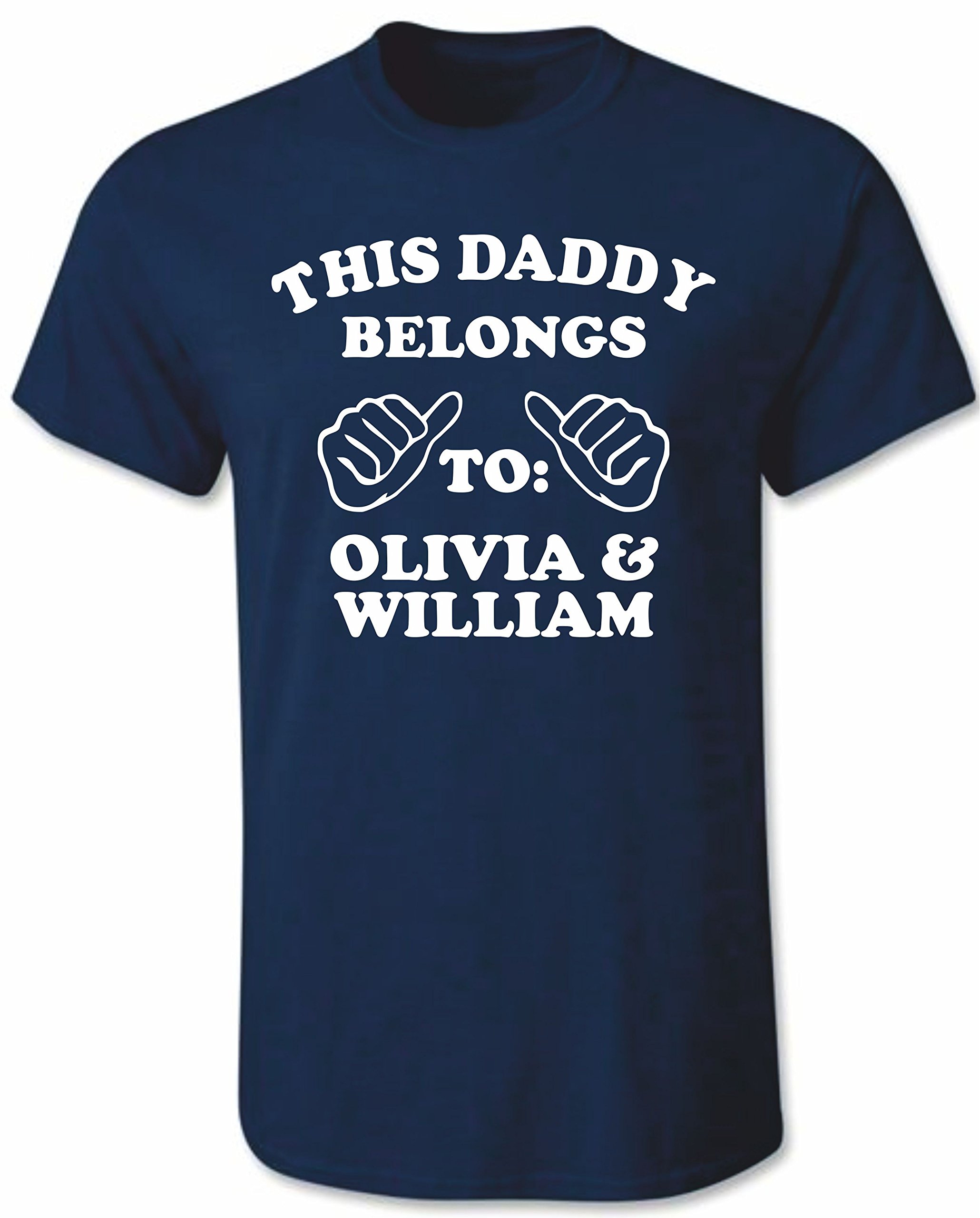 'THIS DADDY BELONGS TO:...' Personalised Fathers Day T-shirt in Navy