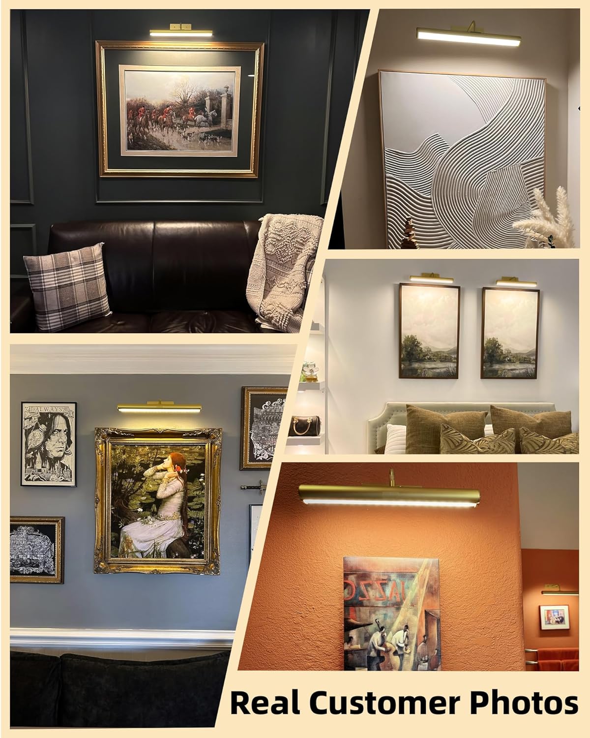 EZVALO Picture Light for Wall, 13in Wireless Rechargeable 4000mAh LED Art Light with Remote, Dimmable 3 Color Temps, Battery Operated Wall Light for Living Room, Bedroom, Gallery (Gold, 2 Pack Set) - Image 7