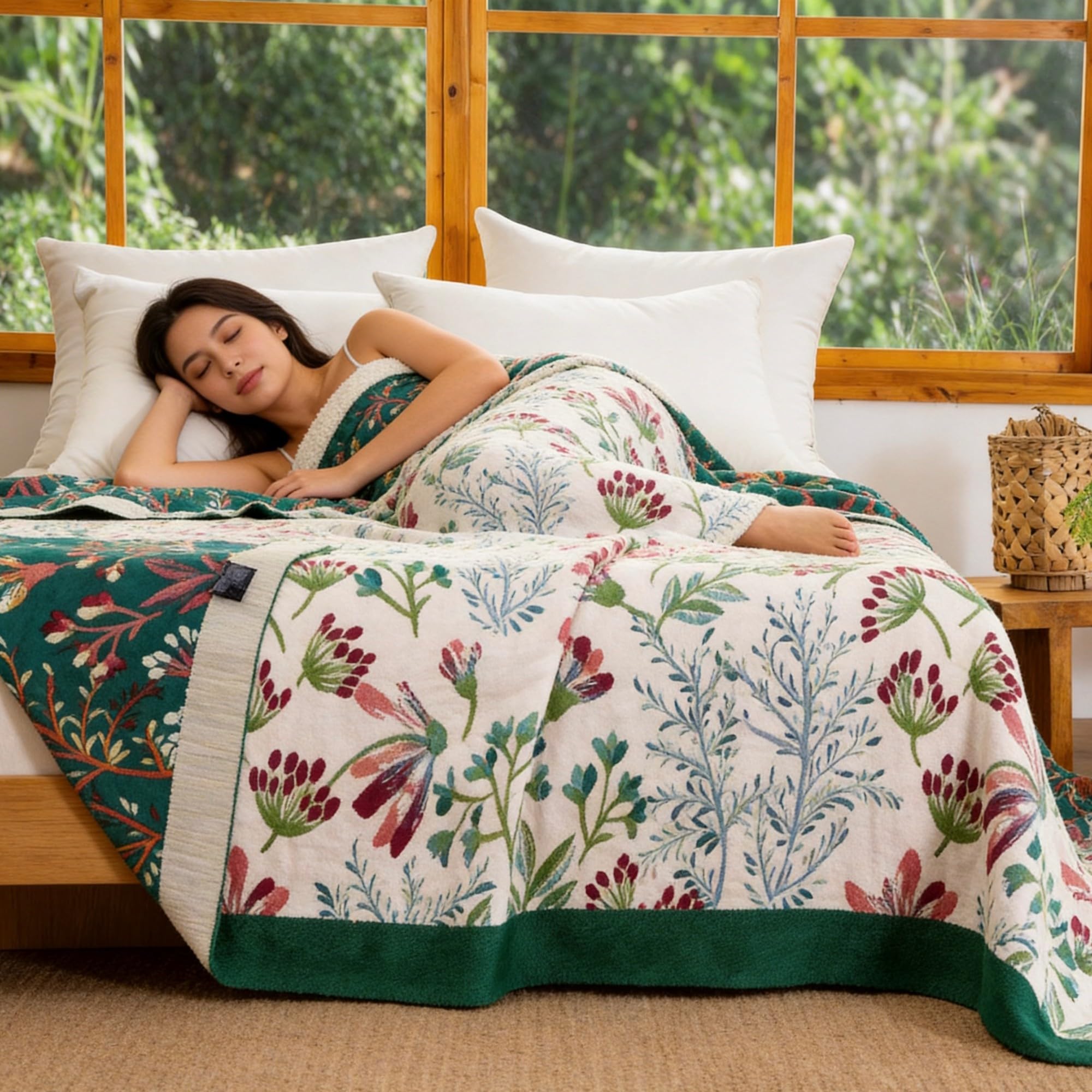 Premium Boho Tagesdecke 200x230cm, 100% Baumwolle Doppelseitige Musselin Decke, Kuschelige Sofadecke & Bettüberwurf, Atmungsaktiv für Wohnzimmer und Schlafzimmer