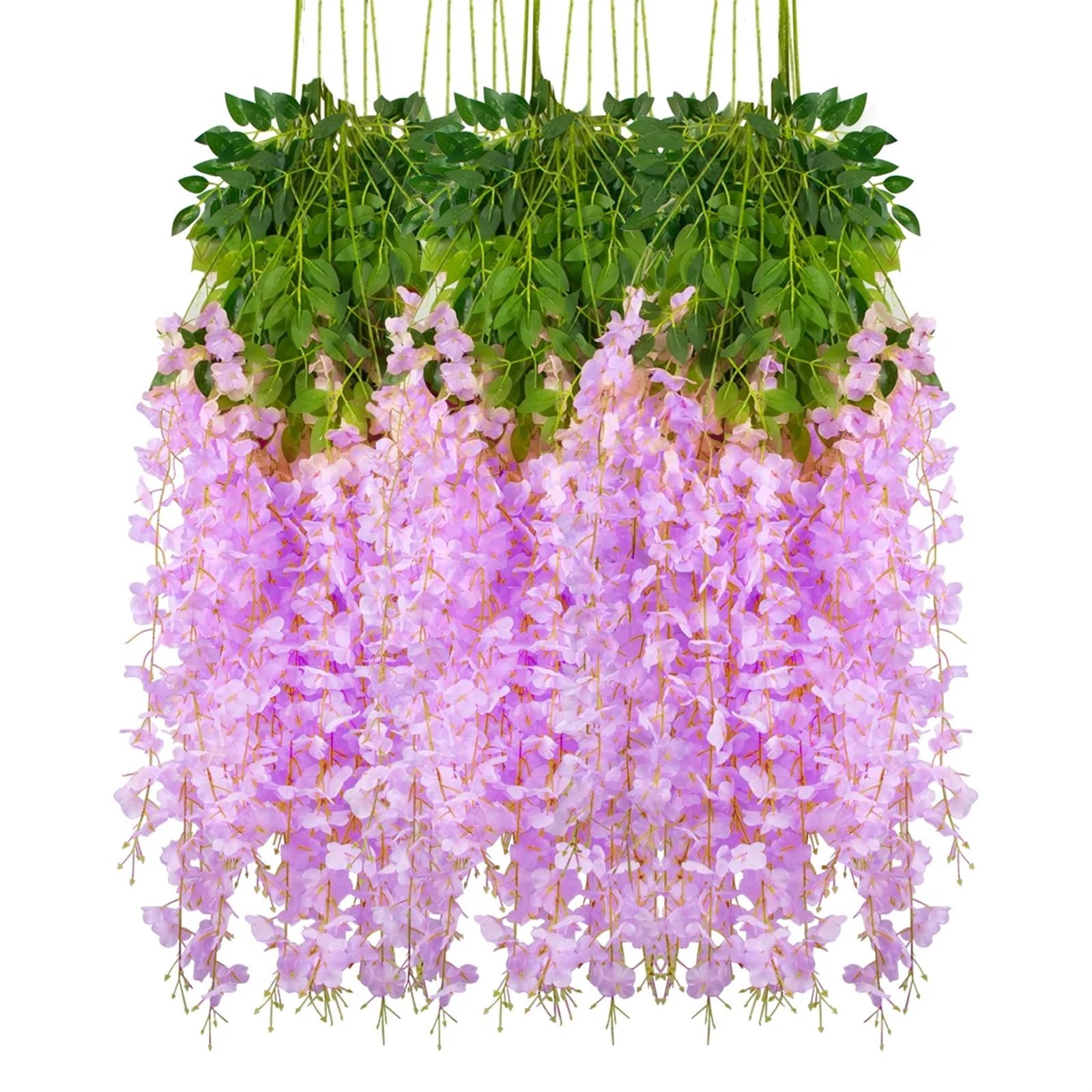 Blumengirlande 12 Stück künstliche Glyzinien-Blumen, Hängegirlande, Hochzeit, Hausgarten, Dekoration, Rebe, Rattan, gefälschte Blumenschnur, Deckenzubehör(Style C)