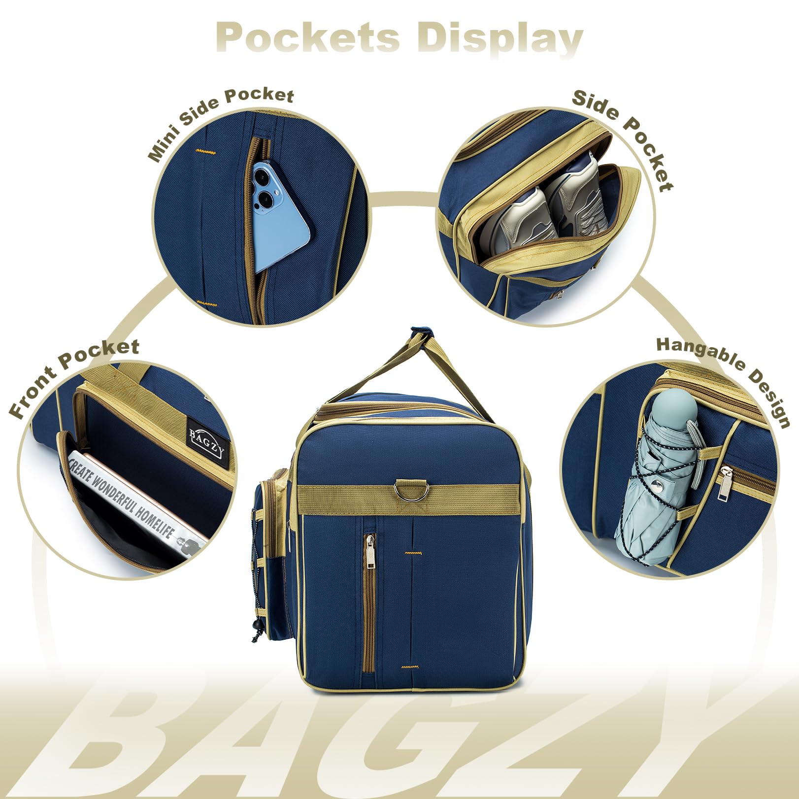 BAGZY 70L Borsone da Viaggio Grande Borsone Palestra Bagaglio a Mano 400D Oxford Impermeabile Valigia Pieghevole Borsone Weekend per All'aperto/Campeggio/Fitness/Trasloco (Giallo Blu)