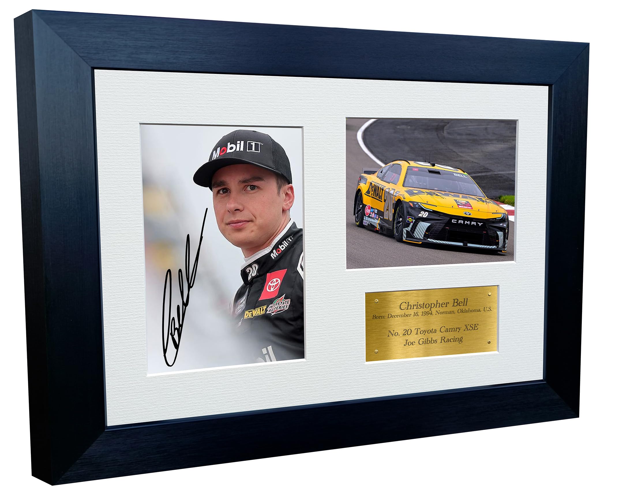 12x8 A4 Christopher Bell 2024 NASCAR Cup Series No. 20 Toyota Camry XSE for Joe Gibbs Racing Signed Autographed Signature Photo Photograph Picture Frame Poster Celebration Gift Triple G
