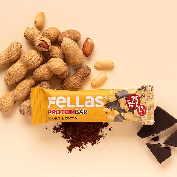 Fellas Protein Bar, Yer Fıstıklı ve Kakaolu, 32gr x 12 Adet
