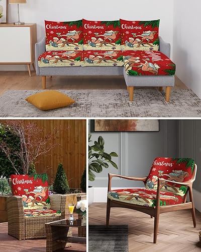 Miniatura 26 de Fundas de cojín para sofá de Navidad con diseño de muñeco de nieve gris, funda elástica para sofá con parte inferior elástica, fundas de sofá