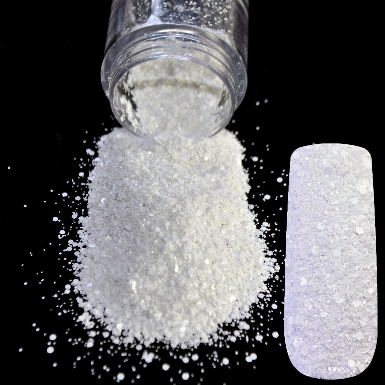 Arham Mktg Silver and White Colour Nail Art Glitter Powder Dust Shiny Nail Art Decoration and Other Craft Activities-image-12