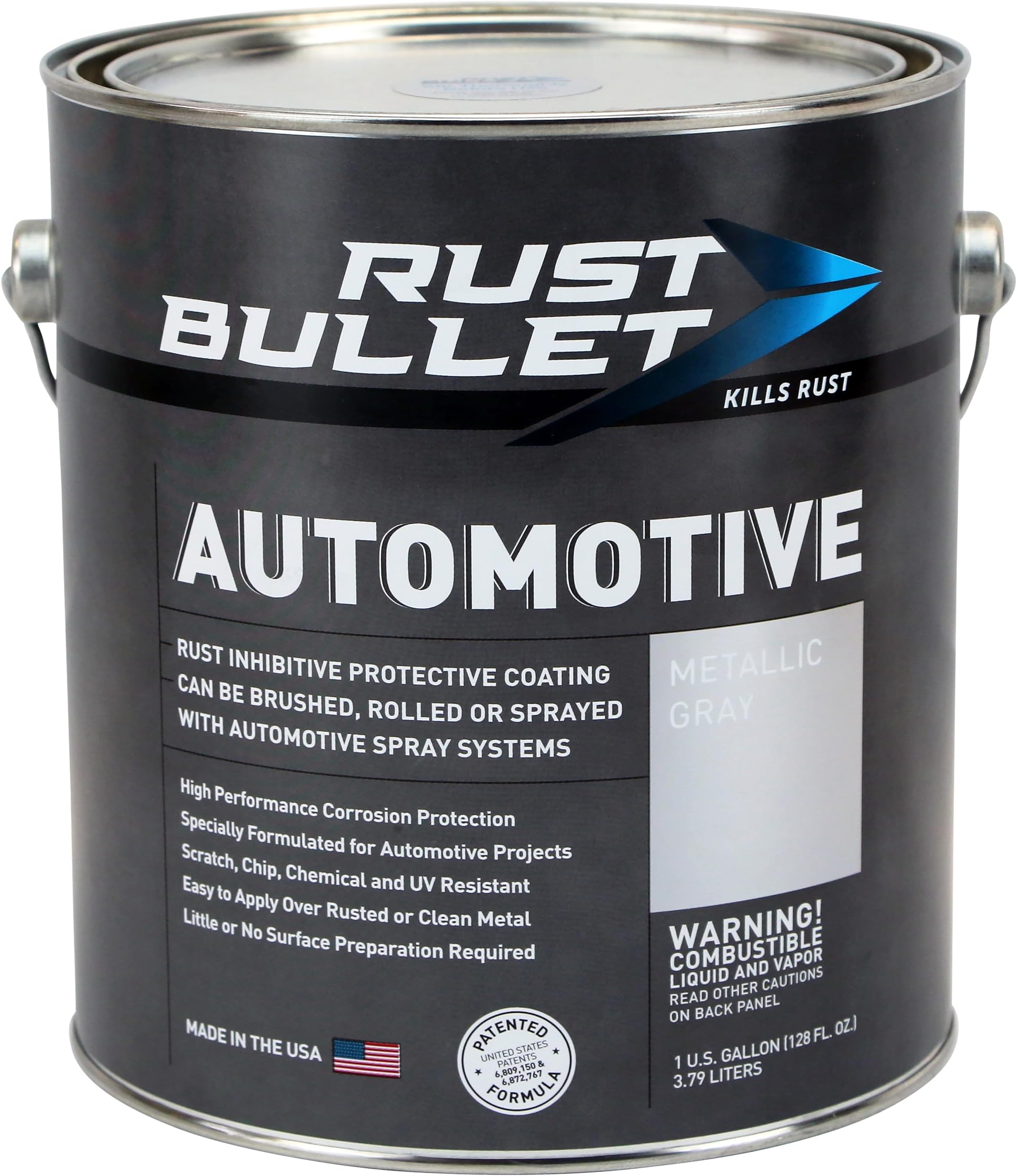 RUST BULLET Automotive - Metallic Gray - 1 Gallon - Rust Inhibitor & Protective Coating for Cars, Trucks, & Metal Surfaces, UV Resistant, No Topcoat Needed