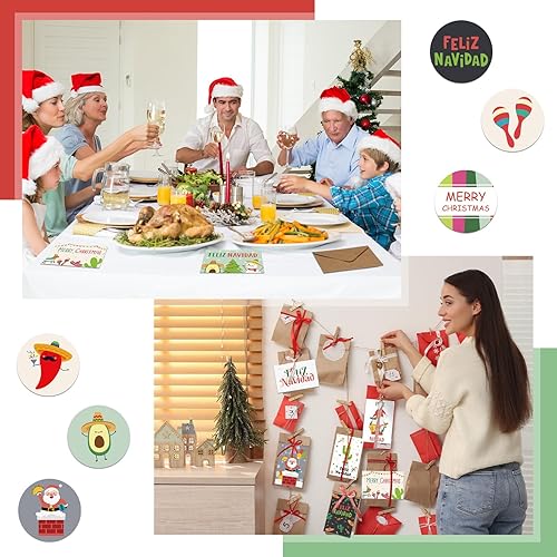 Miniatura 6 de Eersida 48 tarjetas de felicitación de Navidad de México, de 4 x 6 pulgadas, tarjetas de felicitación españolas de Navidad con 48 sobres de papel de