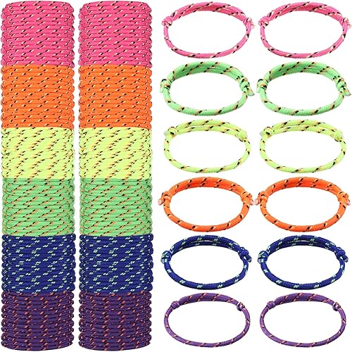 Janinka 432 Pcs Neon Friendship Bracelets Bulk for Kids Adjustable Paracord Bracelets in Assorted Colors Neon Rope Friendship for Girls and Boys