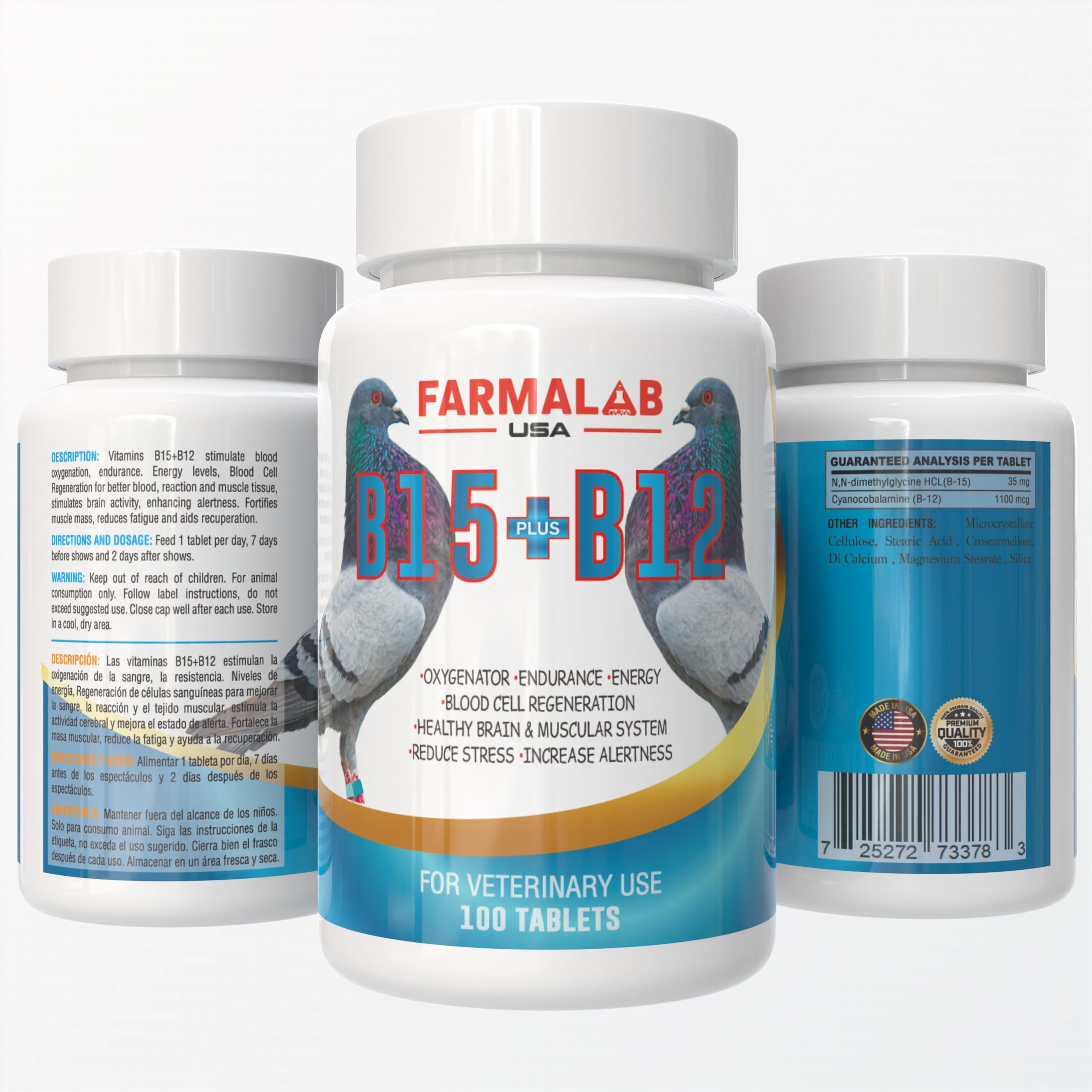 Amazon.com : B15 B12 para Palomas Pigeon Vitamin Supplement, 100 Tablets,  Energy and Endurance Formula Farmalab : Pet Supplies