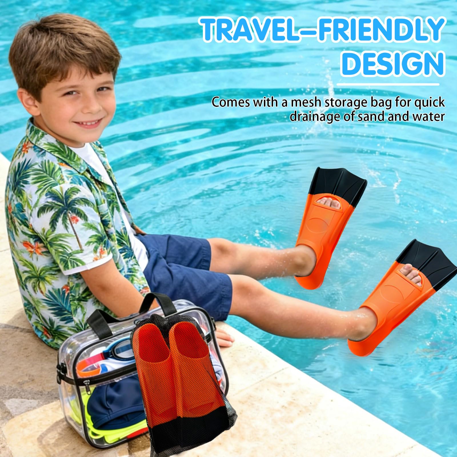 Palmes de natation courtes pour enfants, 100 % silicone, palmes d'entraînement pour adultes, palmes courtes unisexes, plongée pour débutants, douces et confortables