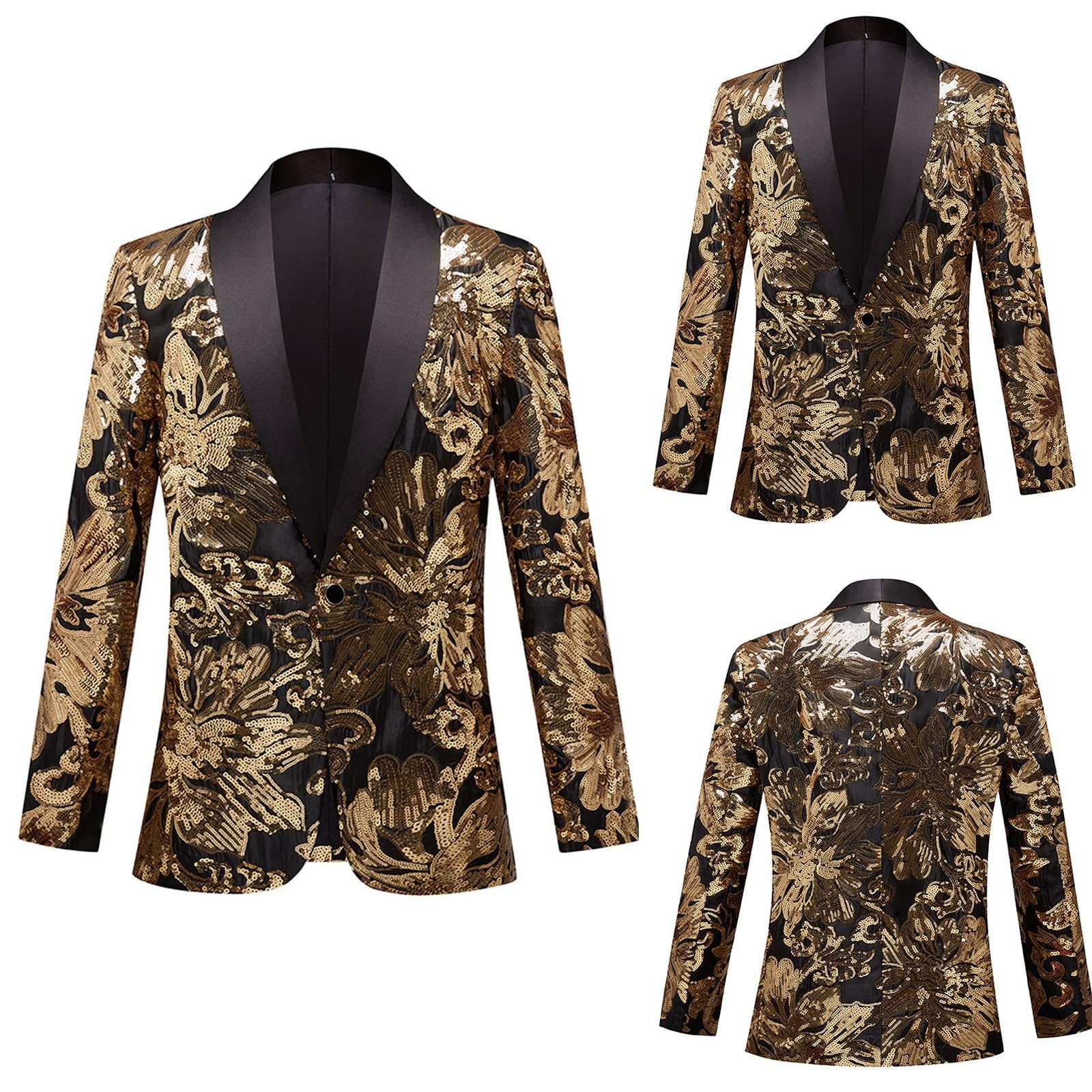 Chaqueta de traje de hombre otoño-invierno con lentejuelas con corte ajustado para un estilo casual y elegante