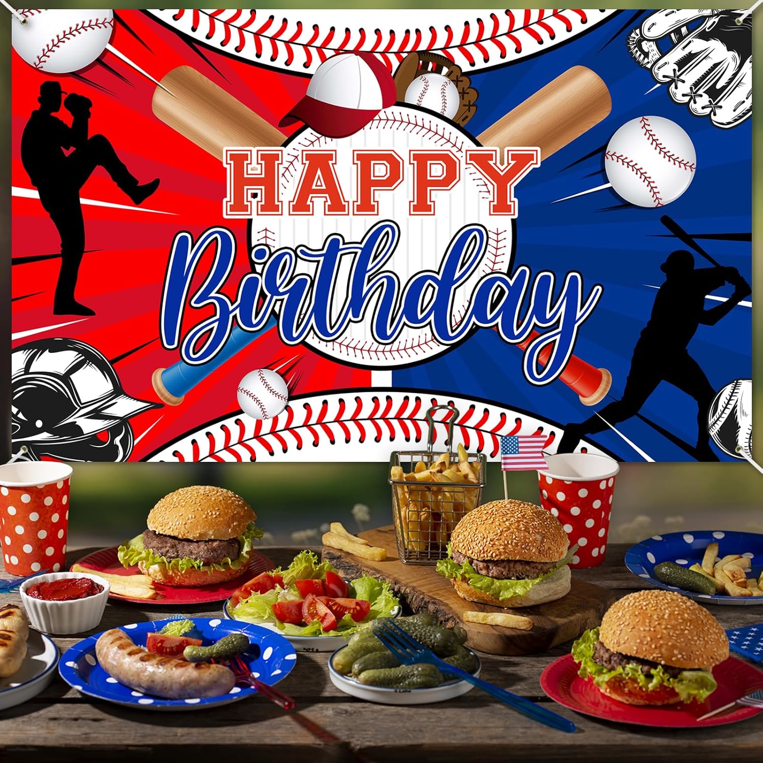 Avezano Baseball Birthday Decorations Baseball Birthday Banner for Boys Teens Sports Party Backdrop 6 x 3.6 ft
