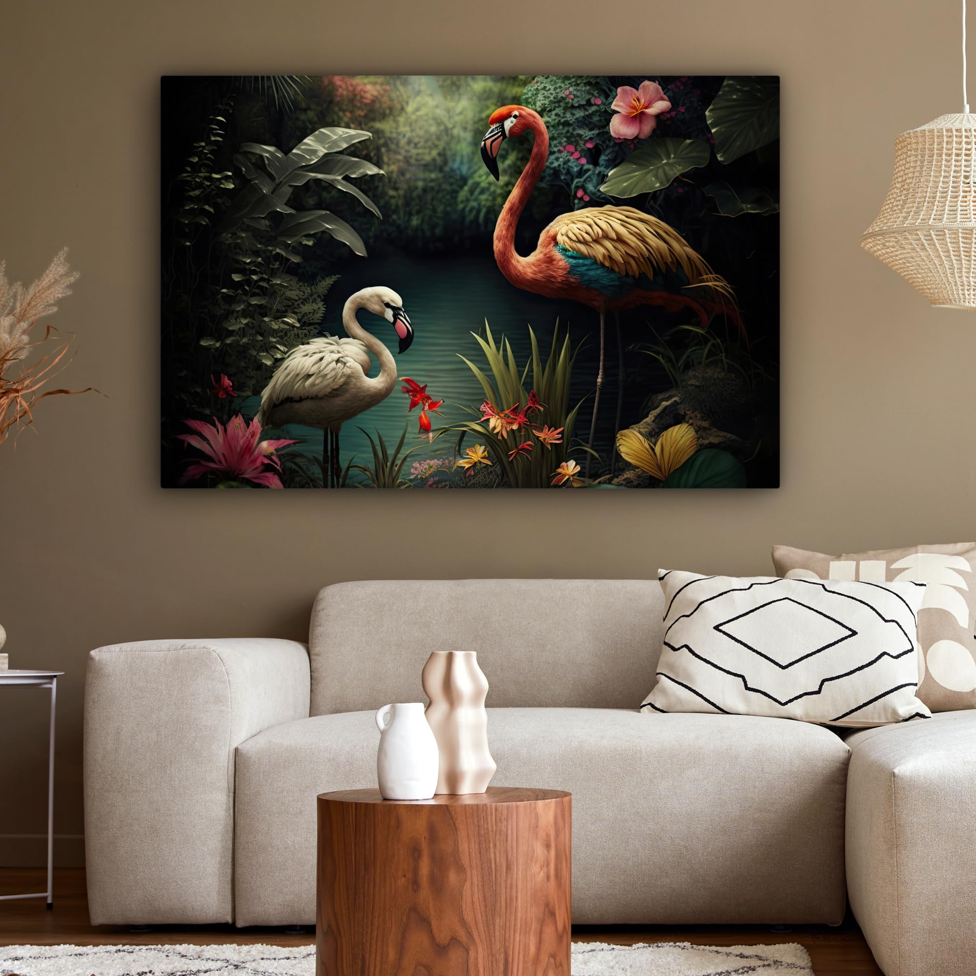 MuchoWow© Canvas Schilderij 120x80 cm Kamer Decoratie Woonkamer Schilderijen Slaapkamer Room Decor Wanddecoratie Wall Art Painting Paard - Natuur - Bloemen - Vlinders - Bos