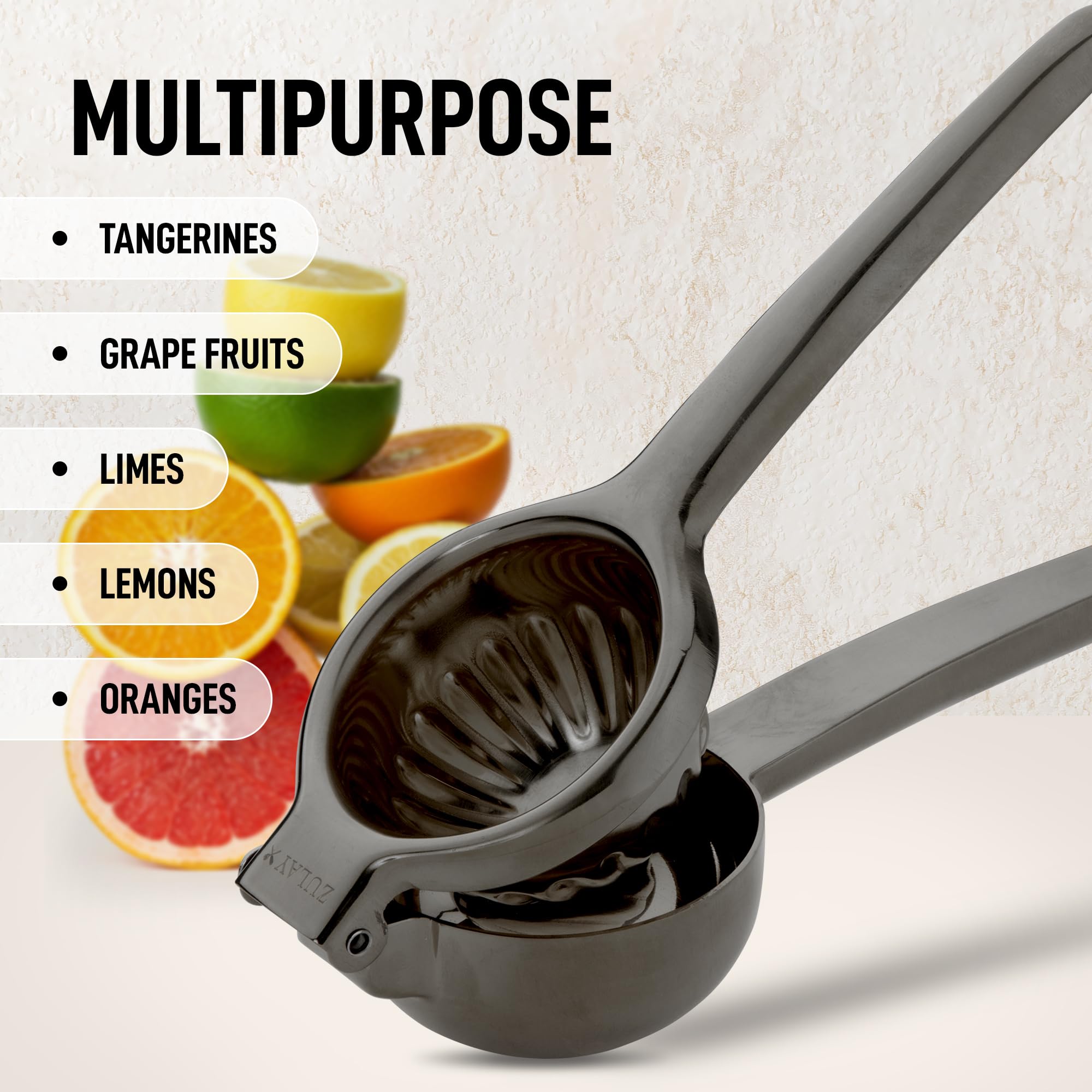 Zulay Presse-citron extra large en acier inoxydable – Presse-agrumes et presse-agrumes ergonomique pour petites oranges, citrons et citrons verts