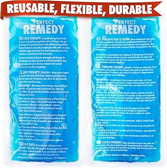 Perfect Remedy Gel Ice Pack Hot & Cold Compress, Reusable Injury Ice Packs for Sports Injuries, Pain Relief Help, Soothing Soft Gel for Soreness & Muscle Strain Conditions (2Pk, Blue, Reg)