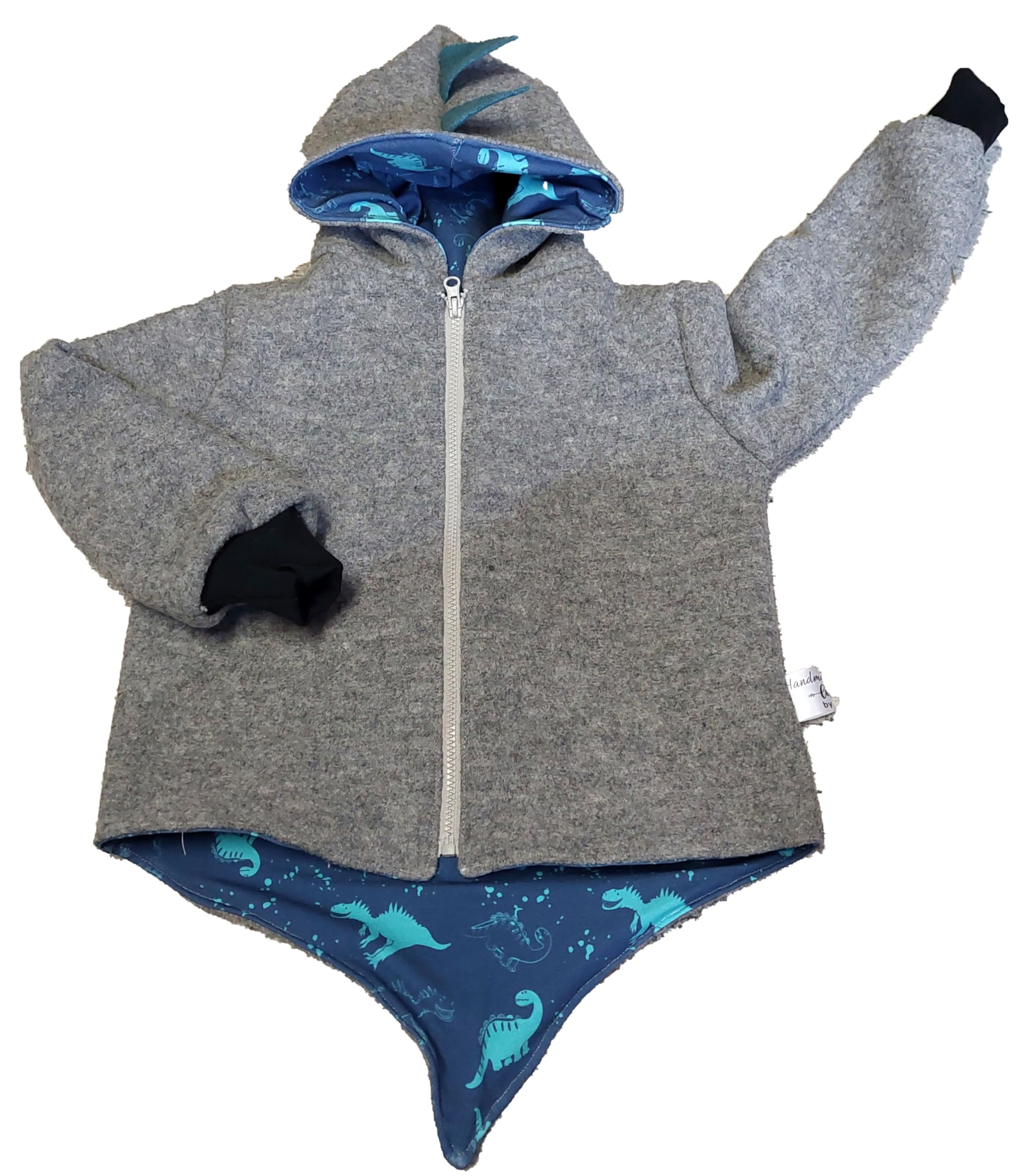 Wollwalkjacke Jacke Dinos Drachenjacke Zipfeljacke Wendejacke Kapuze Baby Kinder Wollwalkjacke