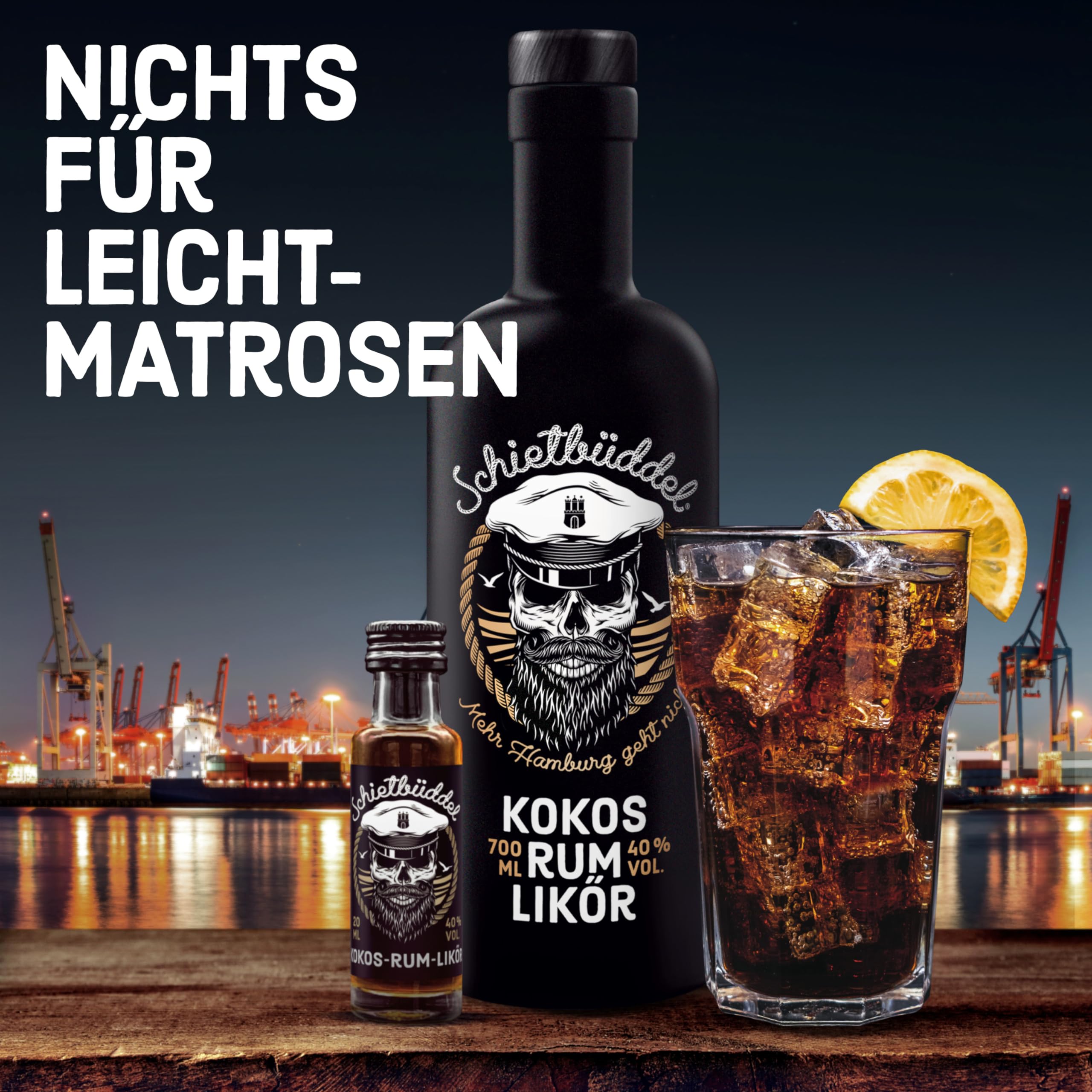 Schietbüddel Rum | Kokos Likör 40% Vol. | Rum mit Kokosgeschmack und feinen Schokoladenaroma und Vanilleextrakt (0.7 l)