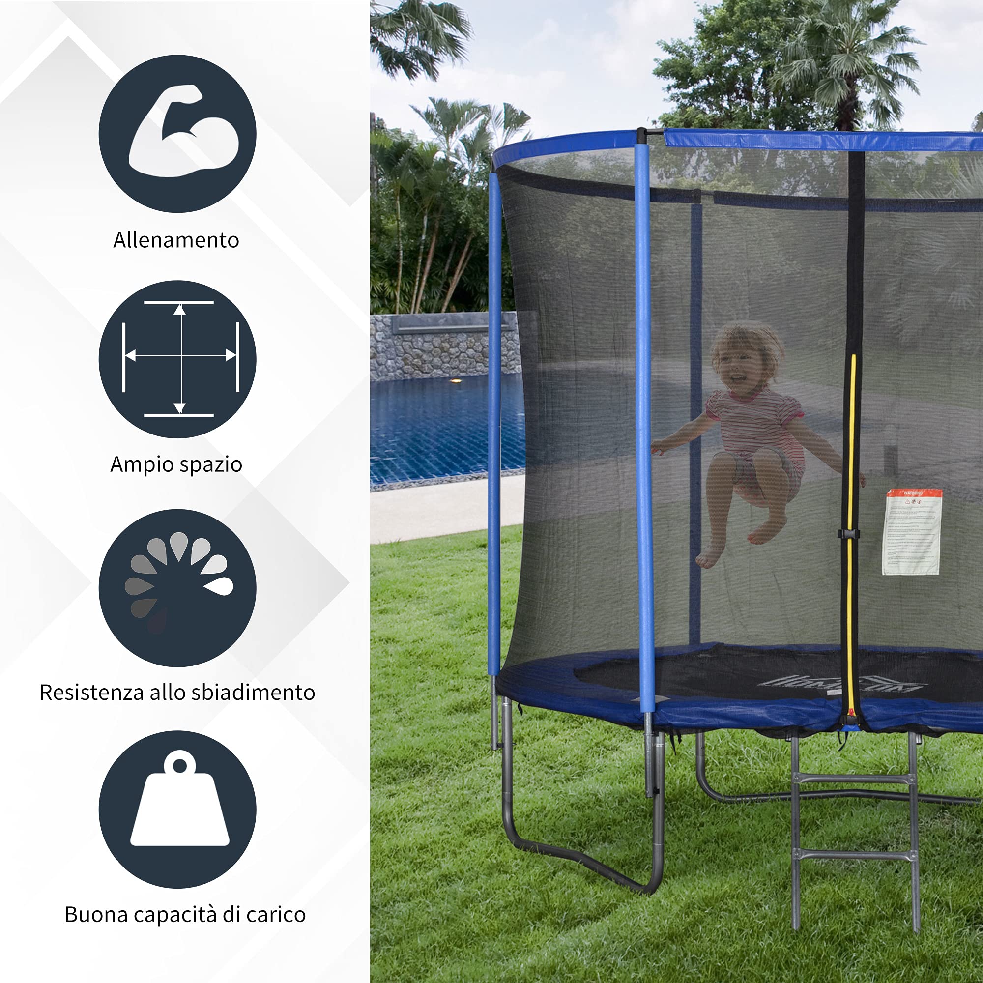 HOMCOM Trampolino Elastico da Esterno, Tappeto Elastico per