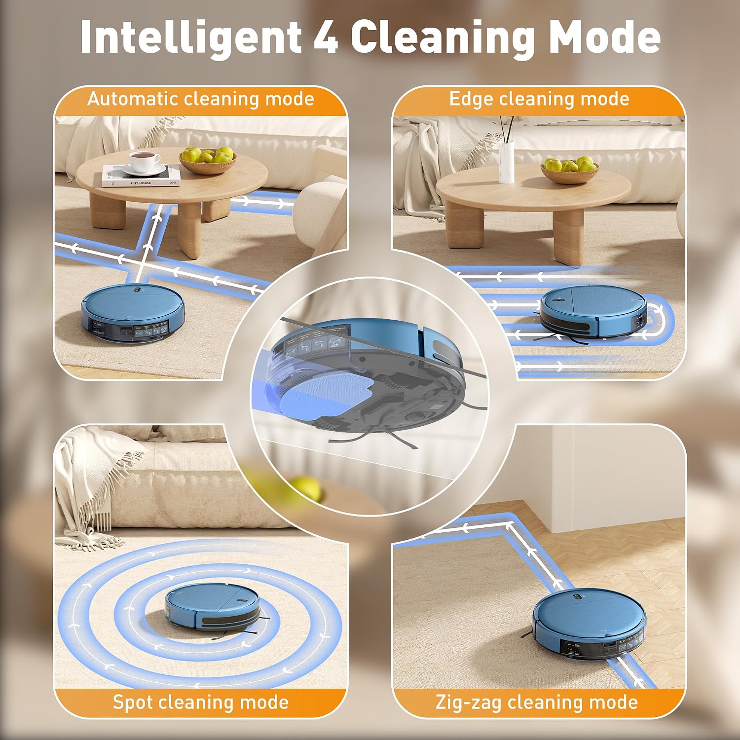 Robot Vacuum, Robot Vacuum and Mop, Smart Robotic Cleaner with APP/Remote/Voice Control, Scheduled Cleaning, Slim Body & Self-Charging, Ideal for Pet Hair, Carpet and Hard Floors image 4