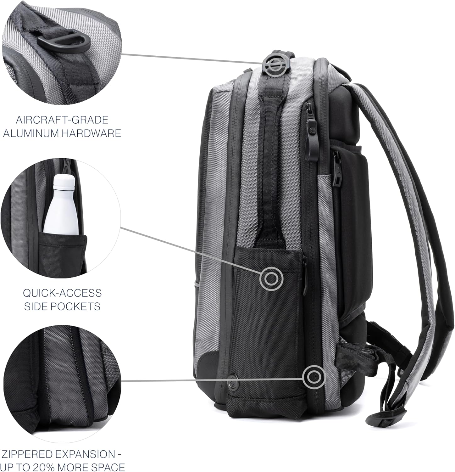 Travelpro Altitude Slim Expandable Travel Laptop Backpack 20-24L, 16 Inch Laptop, Water Resistant, Work, Business, Men and Women, Falcon Grey - Image 4