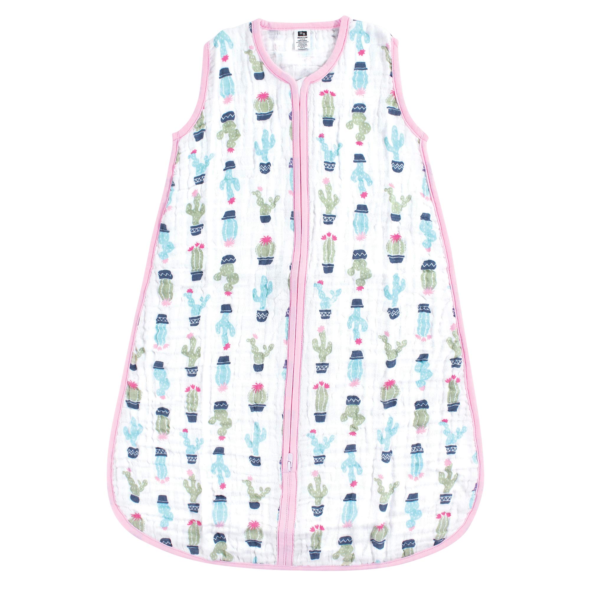 Hudson babyBaby Wearable Safe Muslin Sleeping Bag, Girl Cactus, 6-12 Months
