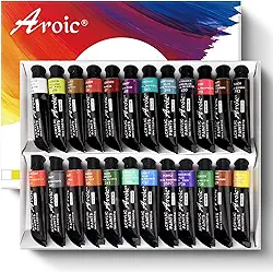 AROIC Conjunto de tinta acrílica 24 cores 10 ml, o melhor presente para pintura acrílica iniciantes, crianças, adultos e amantes de arte