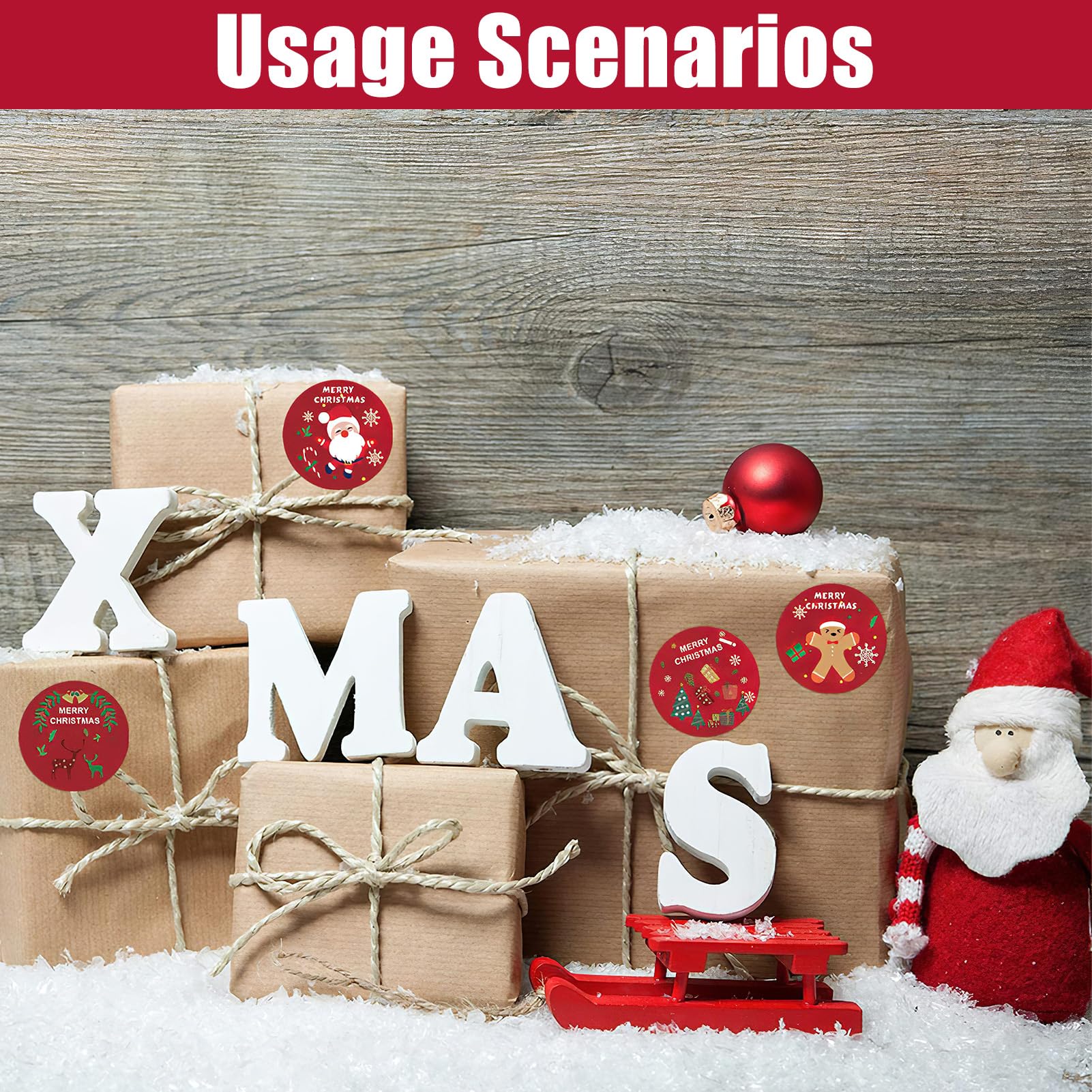 120 Autocollants Ronds Joyeux Noël - Étiquettes Cadeaux 4cm, Rouges Et Vertes, Pour Enveloppes Et Emballages