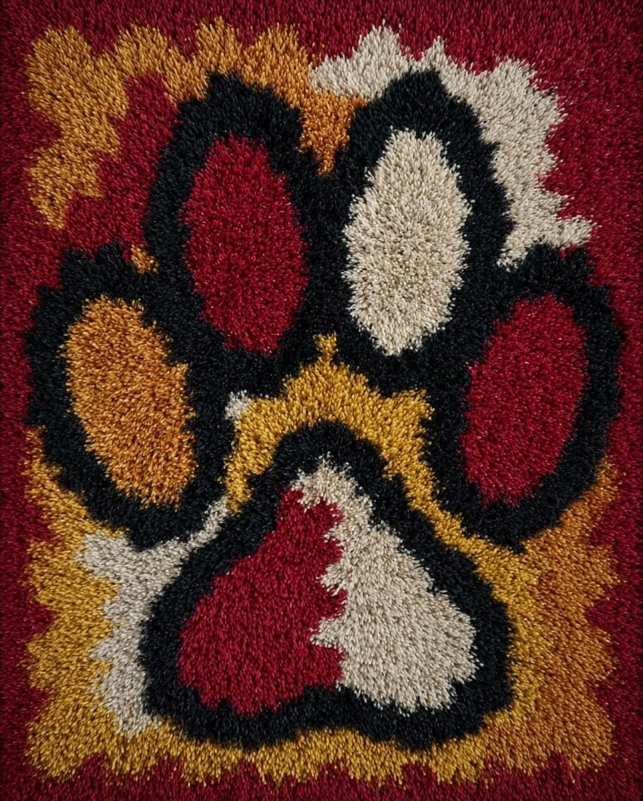 Wallphantom DIY Craft Latch Hook Rug Kits,Dog paw Prints