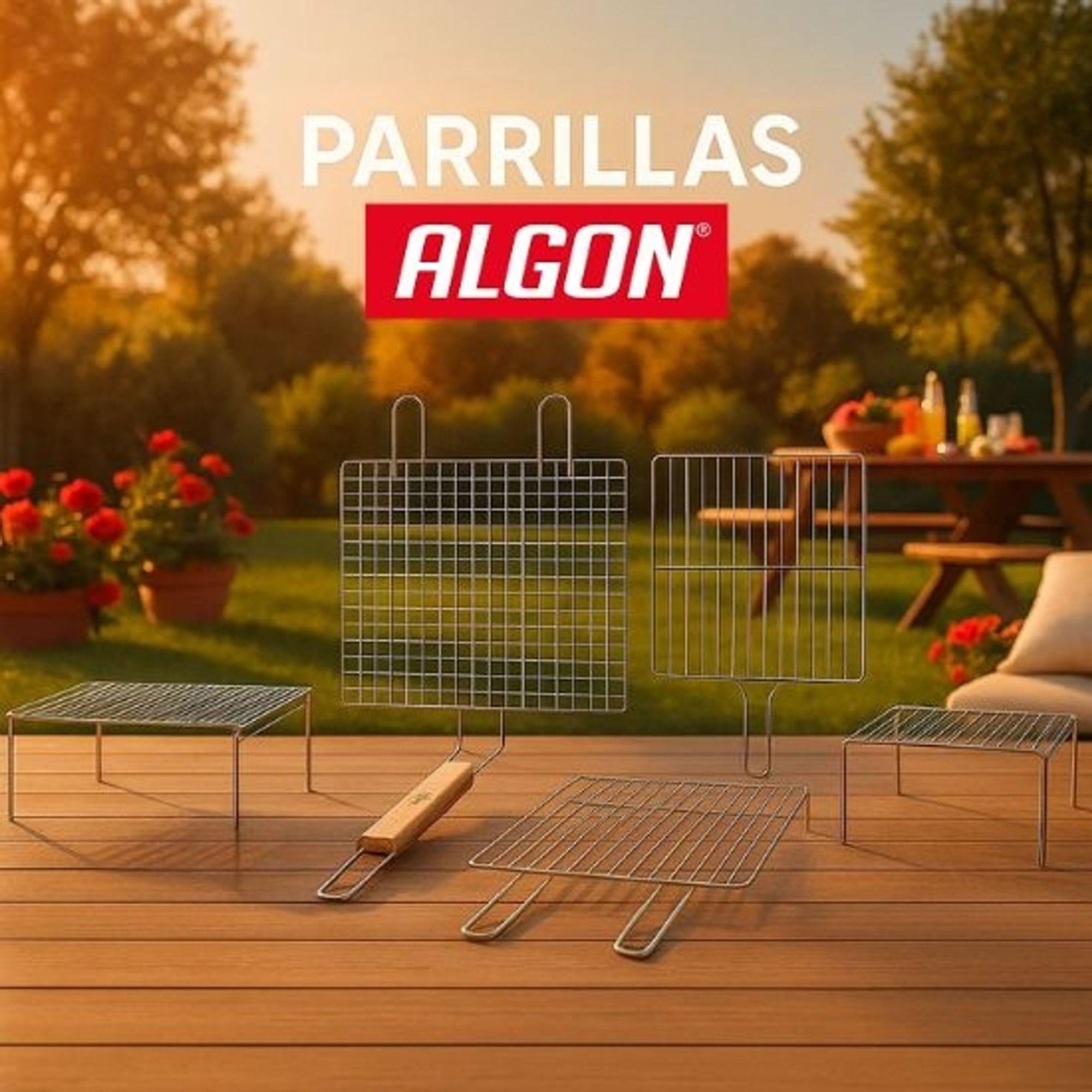 ALGON Parrilla Barbacoa 60x40cm Zincada, Rejilla de Acero para BBQ Carbón, Ideal para Barbacoa Portátil sin Humo, Accesorios Barbacoa y Grill Barbecue