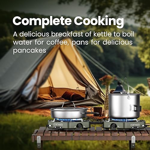 Miniatura 4 de Estufa de camping de propano de 2 quemadores con bolsa de transporte y regulador de presión de estufa de gas, estufa de campamento plegable Camping