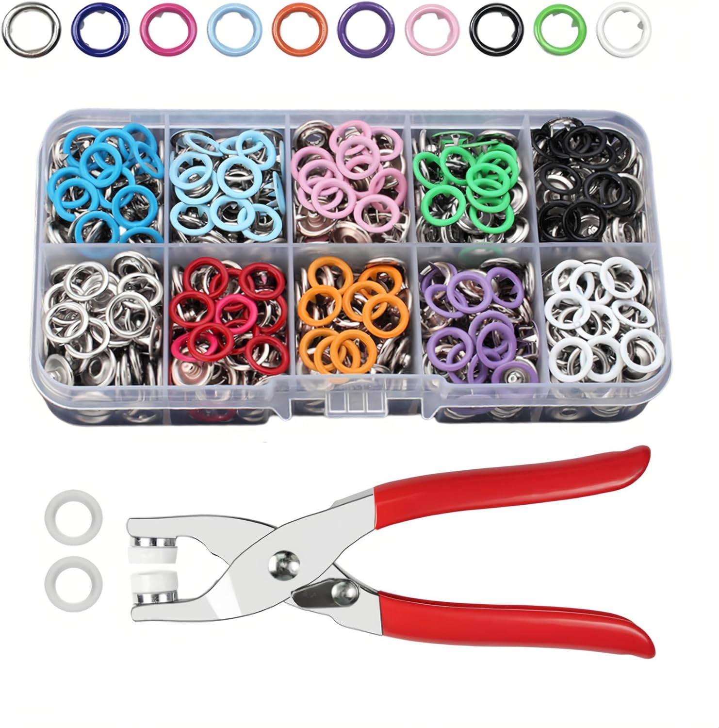 Snap Button Kit 100set, 9.5mm Snap Fasteners Kit with Pliers, Metal Snaps Kit with