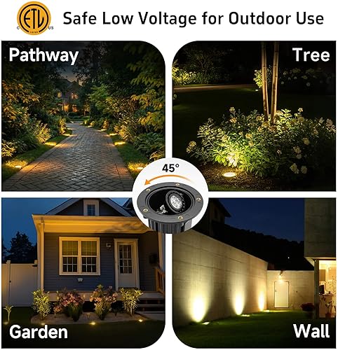 Miniatura 6 de Gardenreet - Luz de pozo de latón de 12 V LED para exteriores, iluminación de paisaje impermeable, Ip65, de bajo voltaje, luz empotrada al ras,
