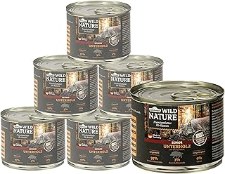 Dehner Wild Nature Cat Food, Undergrowth, Wet Food, Grain-Free / Sugar-Free, for Older Cats, Wild Boar, 6 x 200 g Tin (1.2 kg) product image