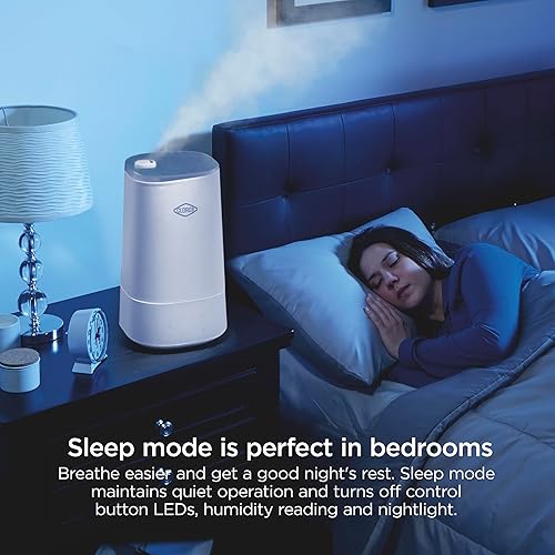 Miniatura 6 de Clorox Humidificador de aire para dormitorio con luz LED UV para reducir gérmenes y bacterias, silencioso, tanque de agua de 4 litros para hasta 40