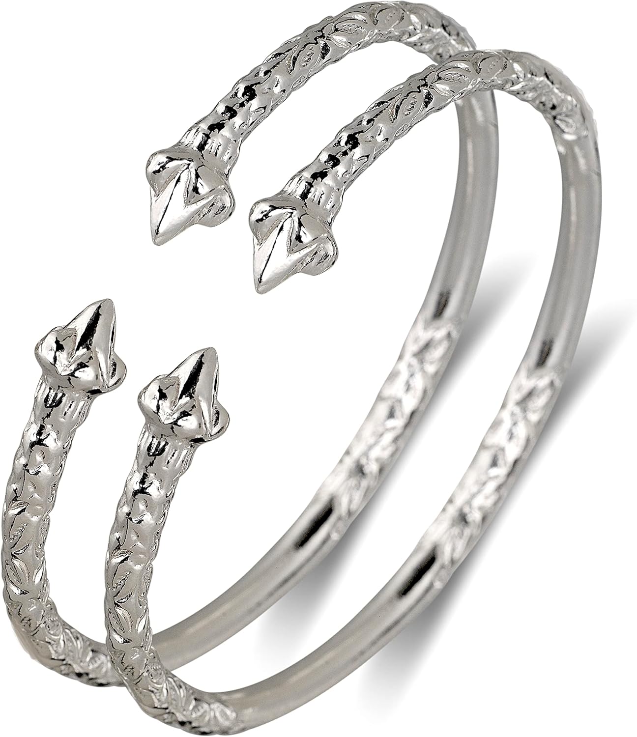 Better Jewelry Pointy Ends .925 Sterling Silver West Indian Bangles, 1 pair