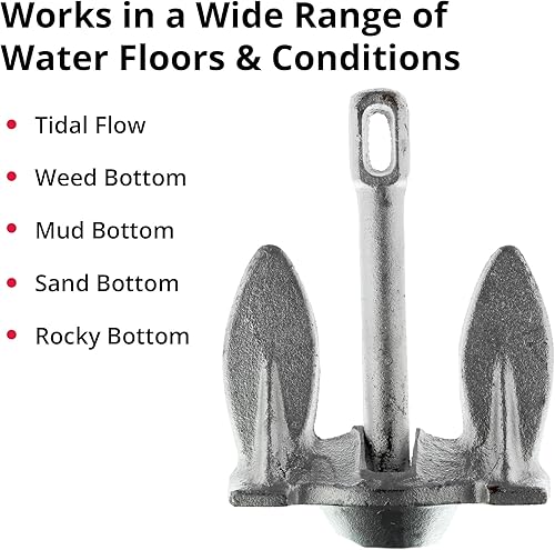 Miniatura 3 de SeaSense Ancla de barco azul marino  Ideal para lanchas pequeñas, pontones, embarcaciones de pesca, kayaks y más  La pintura en polvo de aluminio