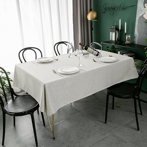 Miniatura 8 de Qidordour Mantel cuadrado, 54 x 54 pulgadas, mantel de lino sintético, resistente al agua, a prueba de derrames, lavable, de poliéster, para