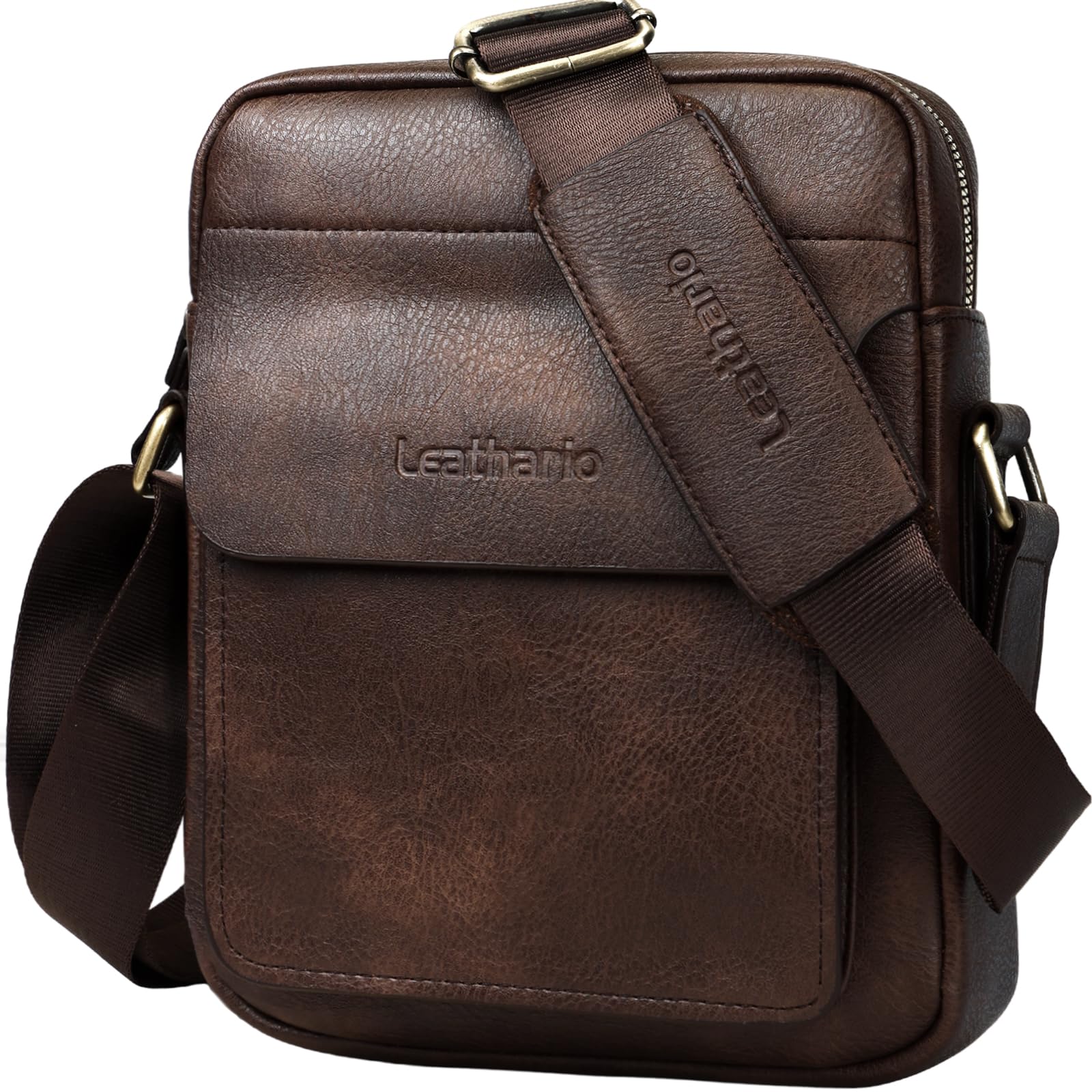 Leathario Crossbody Bag For Men Vegan Leather Shoulder Messenger Purse Sling Satchel Bag For Work Business Travel | Vegan Leather, Purse, For Work,