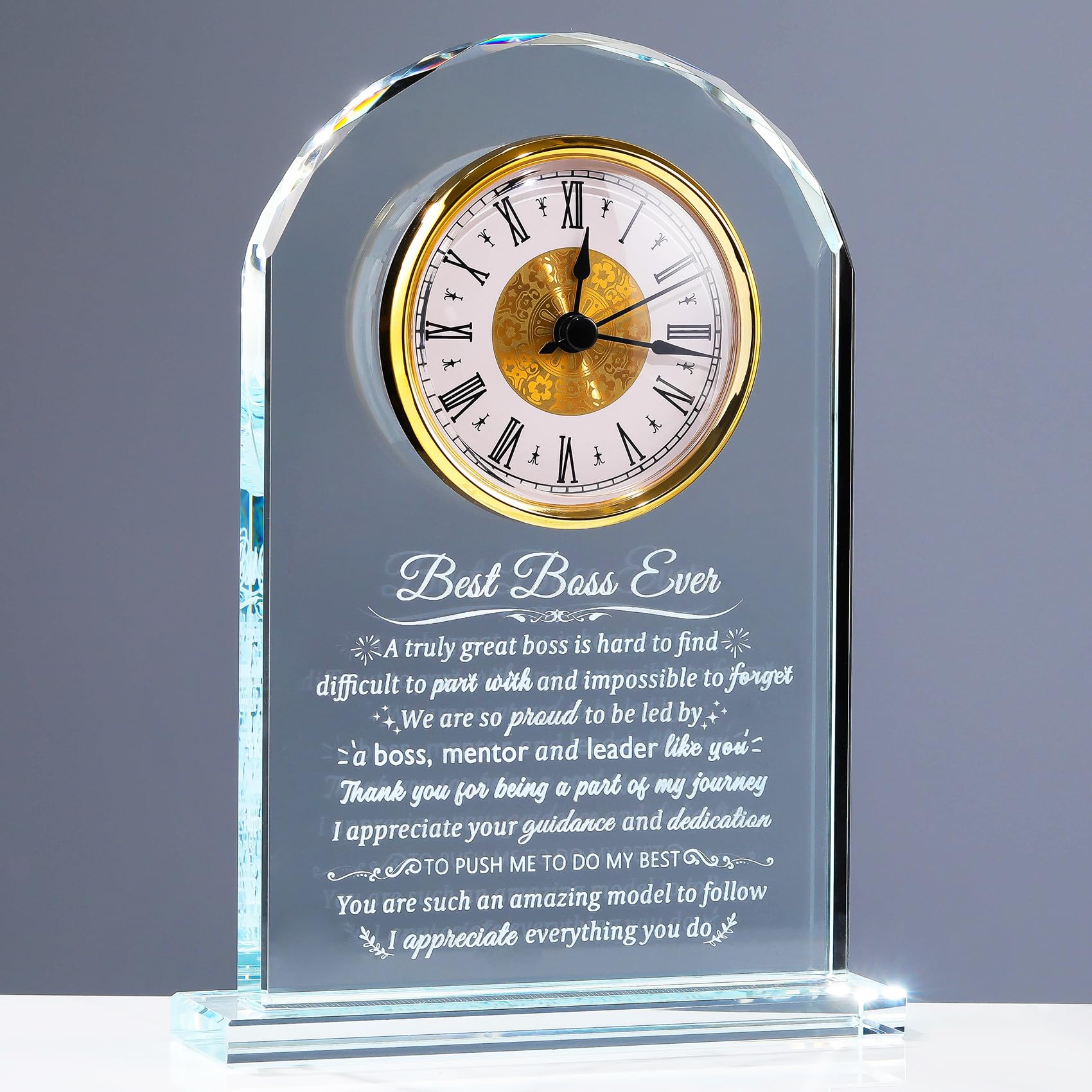 Reloj de cristal, regalo personalizado para mujeres, regalo de agradecimiento personalizado para hombres, reloj de jubilación, regalo para dama, jefa, despedida, idea de regalo para el día del jefe,