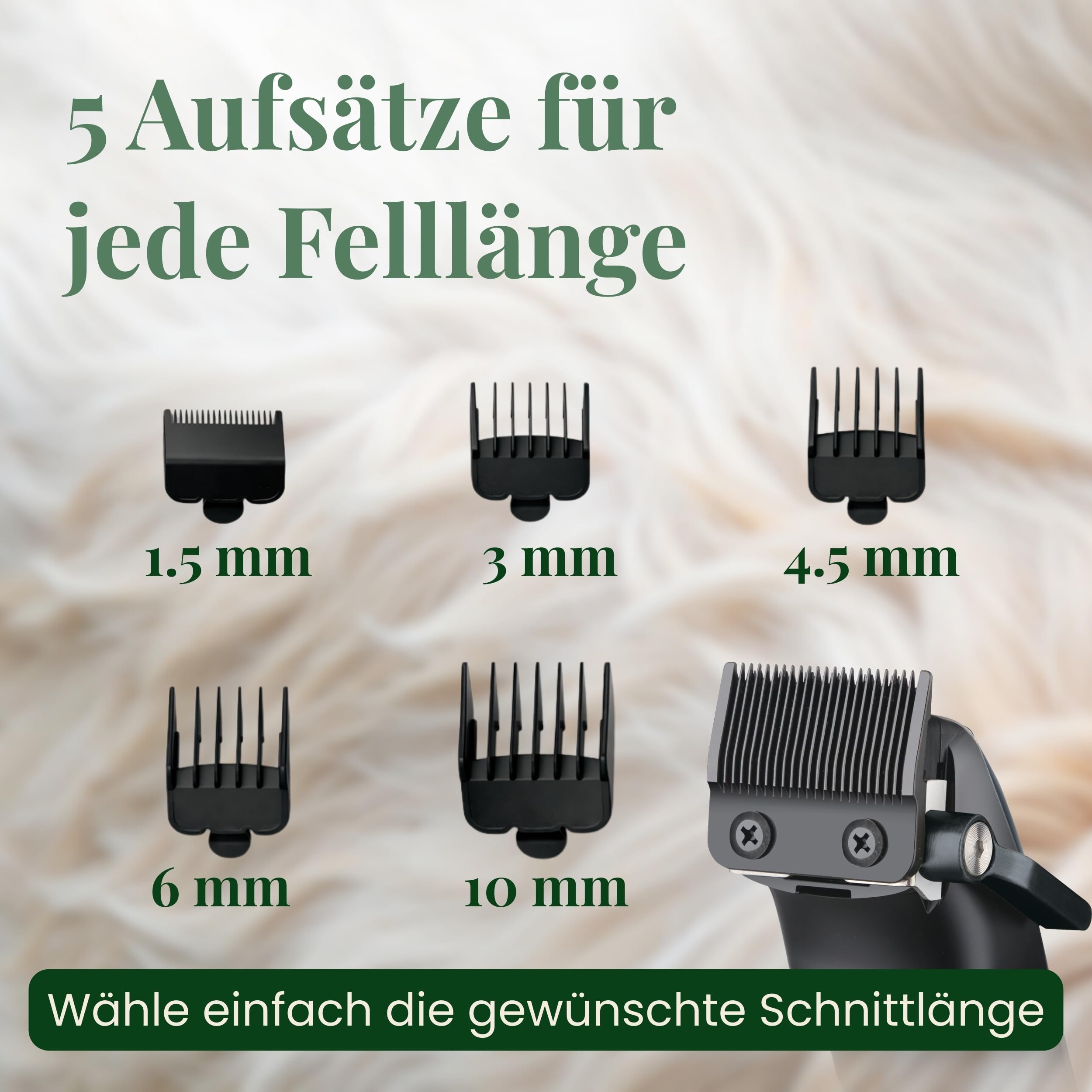Hundeschermaschine für dickes dichtes Fell - leise Profi Schermaschine für Hunde Fellpflege - Hundetrimmer Hunde-Haarschneidemaschine Hunderasierer Tierhaarschneider