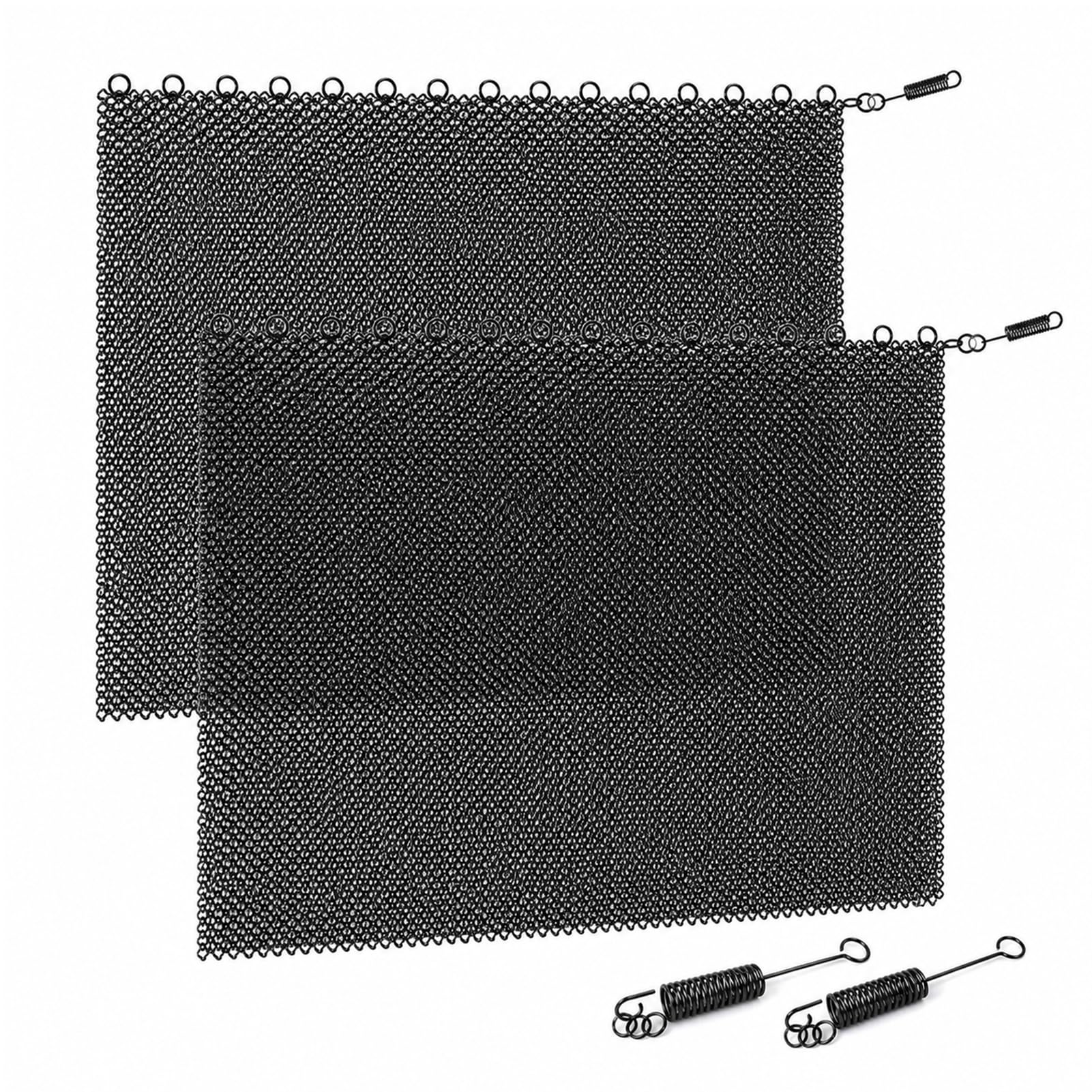 TDHLW Fireplace Mesh Curtain, 2 Panels, Black Metal Spark Screen