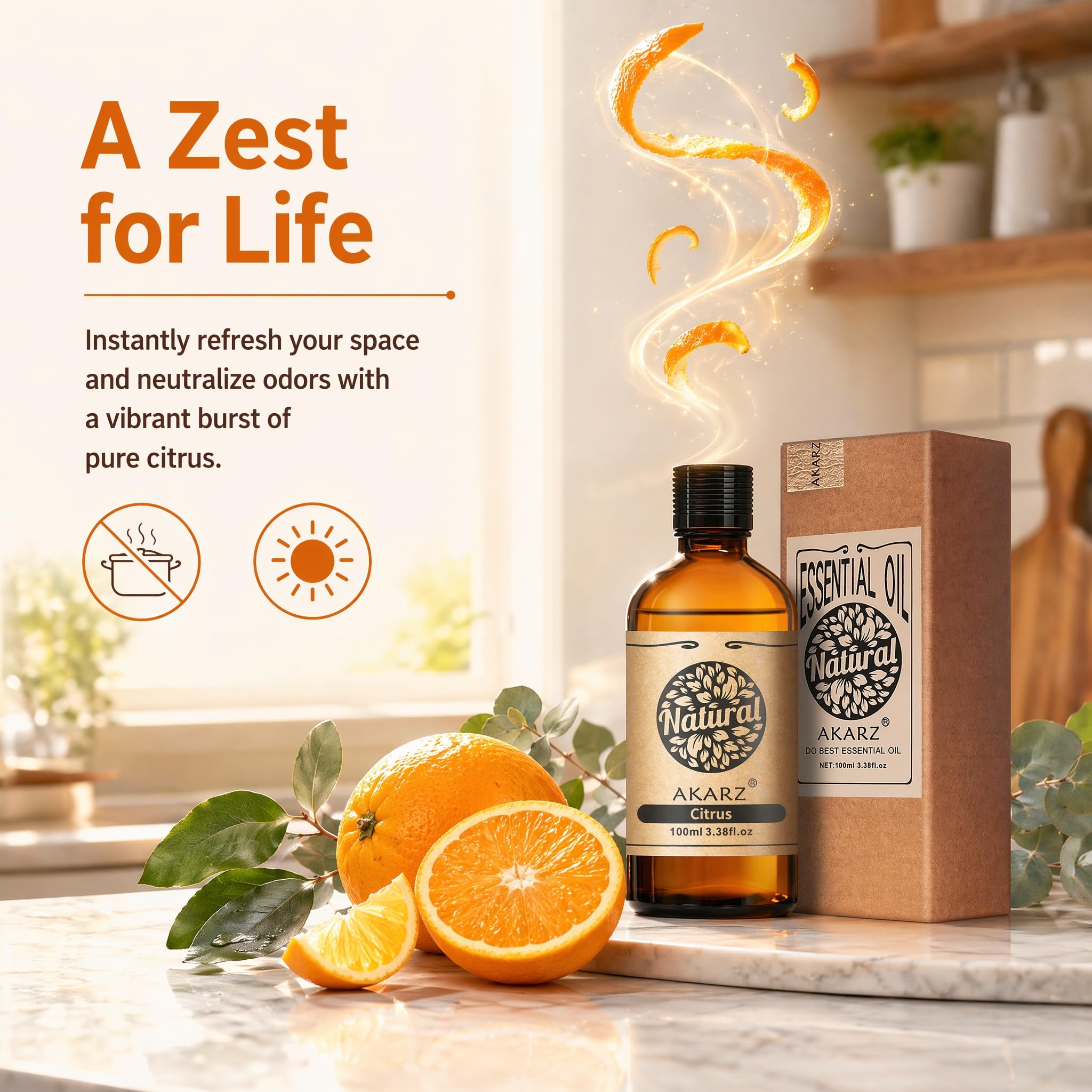 AKARZ 100ml Olejek esencjny z Cytrusów - Naturalny olejek aromatyczny do dyfuzorów, lamp aromatycznych i aromatów pomieszczeń