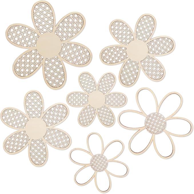 Barydat 6 Pcs Daisy Wall Decor Wooden Daisy Wall Art