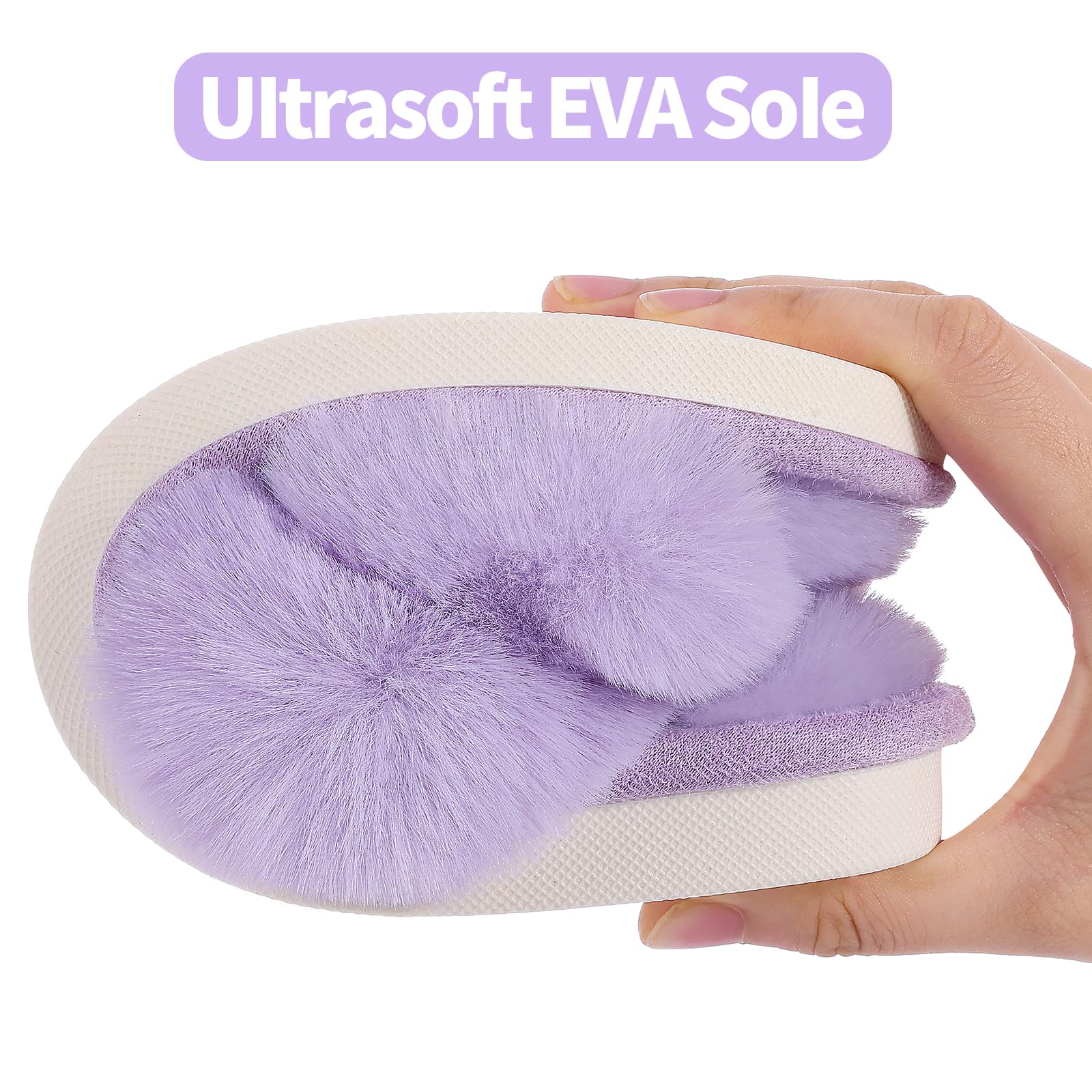 Evshine Women's Fuzzy Slippers Cross Band Memory Foam House Slippers Open Toe: 5-6.5 Lavender