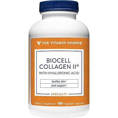 Amazon Com Biocell Collagen Ii With Hyaluronic Acid 1000mg Supports Skin And Joint Health Promotes Joint Comfort And Stimulates Cartilage Producing Cells 180 Vegetable Capsules By The Vitamin Shoppe Health Personal Care