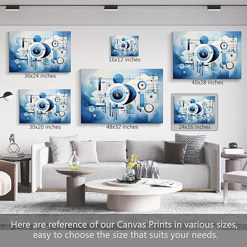 Miniatura 405 de Lienzo artístico para pared, pinturas de arte abstracto, fantasía azul, grafiti colorido sobre fondo blanco; decoración artística moderna para sala