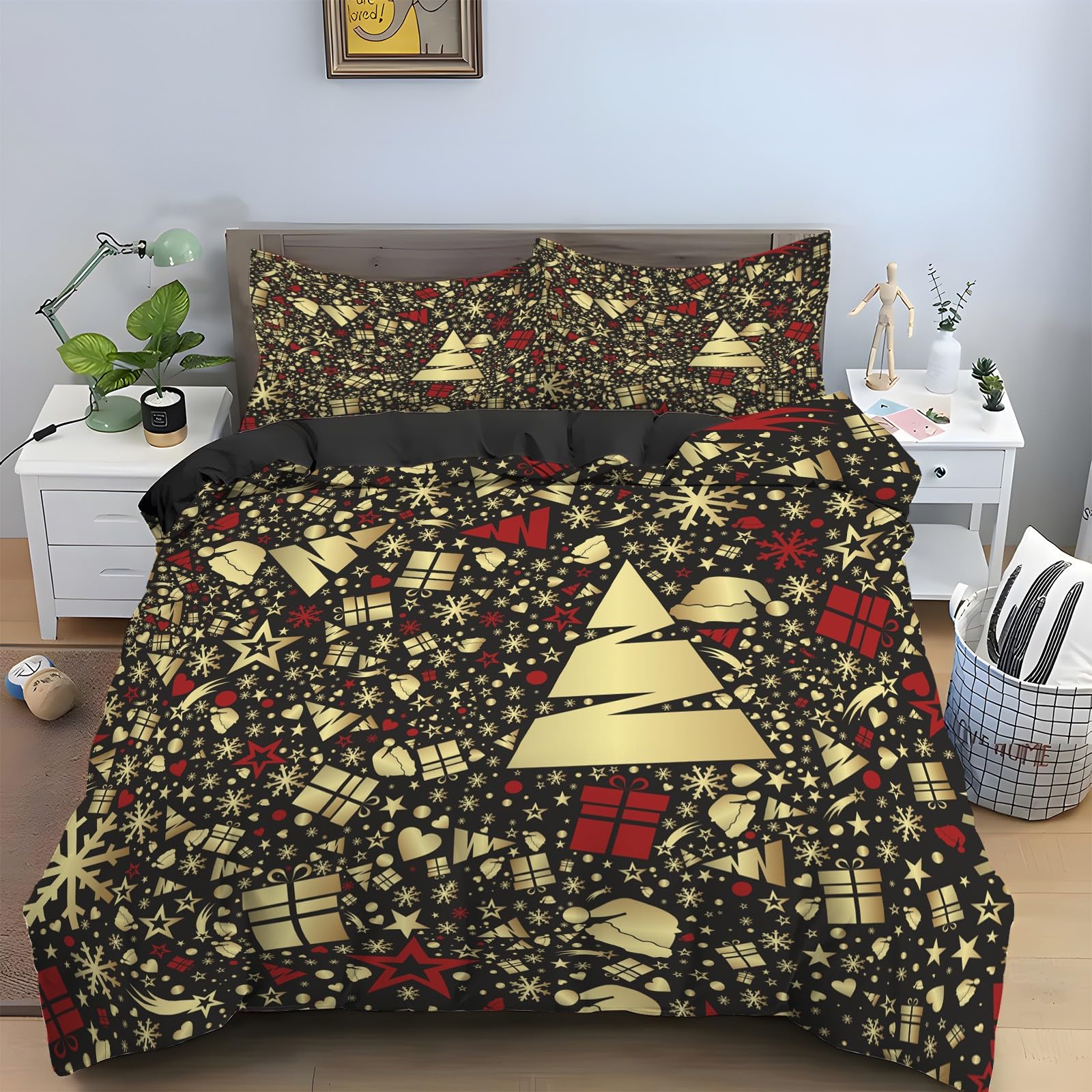 Cadeau housse de couette 90x190 parure de lit decoration originale pour la famille