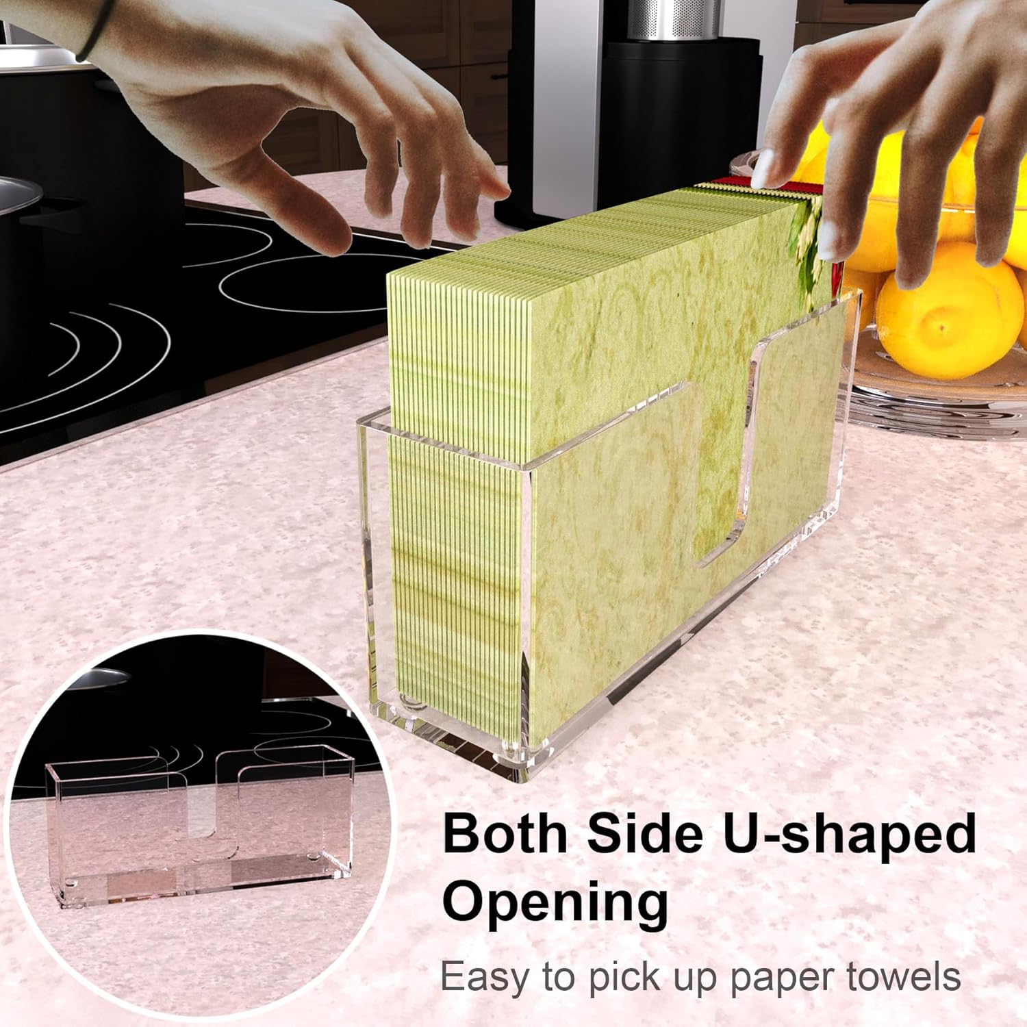 Acrylic Napkin Holders, Guest Towel Dispenser Napkin Paper Stand, 9 Inch Clear Hand Towel Storage Tray for Bathroom Vanity Countertop, Kitchen Counter, Dining Table Parties Weddings - Image 3
